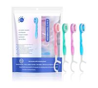 Lot de 26 mini brosses à dents 5 en 1, fil dentaire, gratte-langue et cure-dents, brosses à dents jetables avec dentifrice, soins bucco-dentaires portables pour voyage et travail