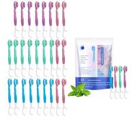 Lot de 26 mini brosses à dents 5 en 1, fil dentaire, gratte-langue et cure-dents, mini brosses à dents avec dentifrice, soins bucco-dentaires portables, emballées individuellement (1 sac)