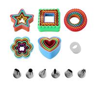 Lot de 26 moules à pâtisserie colorés pour enfants, emporte-pièces pour sandwich pour enfants, emporte-pièces pour biscuits, pâtisserie, pain d'épices avec 6 douilles de montage et 1 convertisseur