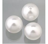 Lot de 26 Perles Blanches nacrées diam. 10 mm, en Plastique ciré, diam. de perçage 2mm