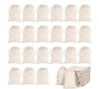 Lot de 26 sacs en coton avec cordon de serrage - Sacs de rangement en tissu pour anniversaires d'enfants, mariages et fêtes - Sac à peindre - Naturel - 15 x 20 cm