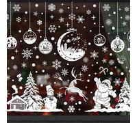 Lot de 260 autocollants réversibles pour fenêtre d'hiver, flocons de neige blancs statiques pour Noël, autocollants en PVC givré pour décoration de verre, motifs adhésifs saisonniers sur le thème de