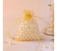 Lot de 260 sachets en organza 10 x 15 cm - Sacs cadeaux avec cordon de serrage - Petits sachets en organza à remplir - Sachets de lavande - Sacs cadeaux pour mariage, fête et Noël (doré)