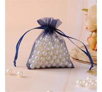 Lot de 260 sachets en organza 11 x 16 cm - Sacs cadeaux avec cordon de serrage - Petits sachets en organza à remplir - Sachets de lavande - Sacs cadeaux pour mariage, fête et Noël (bleu marine)