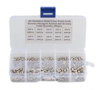 Lot de 260 vis hexagonales à bout conique en acier inoxydable 304 pour installation de poignée de porte, robinet, montage de lampe et plus encore