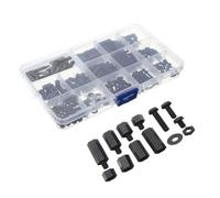 Lot de 260 vis hexagonales en nylon noir, 260 pièces, 260 pièces en plastique noir, adaptées pour le bureau et le rangement, faciles à installer, fonctionne avec des fibres de carbone