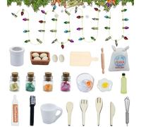 Lot de 27 accessoires de lutin de Noël miniatures pour maison de poupée, accessoires de maison de poupée 1/12, accessoires de lutin de cuisine, mini maison de poupée, accessoires de porte de lutin