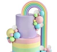 Lot de 27 boules d'arc-en-ciel pour gâteau, décoration de gâteau pour filles, enfants, femmes, anniversaire, baby shower,anniversaire de mariage