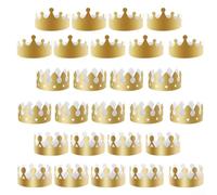 Lot de 27 couronnes dorées avec trois variations de style, convient pour les fêtes, événements et célébrations nécessitant des accessoires accrocheurs