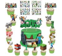 Lot de 27 décorations de tortendekorations + 4 tatouages temporaires pour Kinder, Kuchen & Muffin Deko, Cupcake Topper & Tortenaufleger, Geburtstagsparty Deko