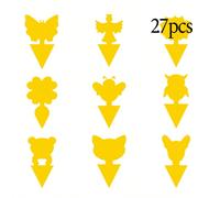 Lot de 27 panneaux adhésifs pour insectes, piège à insectes, panneaux jaunes double face, panneaux pour insectes, forme de fleur de papillon, piège à insectes, forme spéciale, imperméable, fleur de ja