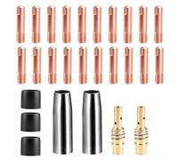 Lot de 27 pièces d'usure de buse de soudage pour lampe torche MB-15AK MIG/MAG, buses d'alimentation de 0,8 mm, buses de gaz, isolateurs et poignées, construction en métal et cuivre pour soudage