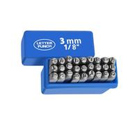 Lot de 27 timbres en métal avec lettres de l'alphabet de 3 à 8 mm - Kit de stamping en métal pour cuir et métal