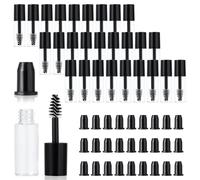 Lot de 27 tubes vides pour mascara et baguette - 3 ml - Rechargeables - Transparents - Pour sérum de croissance des cils - En plastique noir - Avec brosse et bouchon intérieur en caoutchouc - Pour