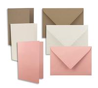 Lot de 270 cartes DIN A6/C6 en cappuccino, blanc naturel, vieux rose - Cartes pliantes avec pli A6 10,5 x 14,8 cm et enveloppes C6 11,4 x 16,2 cm - Pour invitations et cartes de vœux pour Noël et
