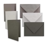 Lot de 270 cartes DIN A6/C6 en graphite, gris clair, anthracite - Cartes pliées avec pli A6 10,5 x 14,8 cm et enveloppes C6 11,4 x 16,2 cm - Pour invitations et cartes de vœux pour Noël et