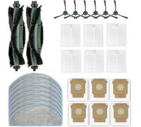 Lot de 28 accessoires pour iRobot Roomba 105 Combo, aspirateur Roomba 2 Essential Robot, Essential Vac 2 Robot Q0520, comprend 2 brosses principales, 8 chiffons de serpillère, 6 filtres HEPA, 6