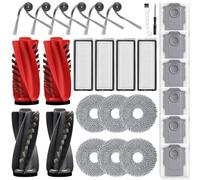 Lot de 28 accessoires pour robot aspirateur Roborock Qrevo Curv/Qrevo Edge/S5V avec 2 paires de brosses principales, 6 chiffons de nettoyage, 4 filtres, 6 sacs à poussière, 6 brosses latérales, 1