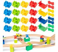 Lot de 28 adaptateurs de rail en bois - Accessoires de rail en bois - Accessoires de rail en plastique - Convient pour les enfants âgés de 3 à 5 ans