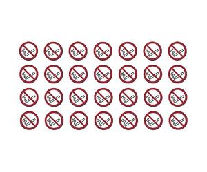 Lot de 28 autocollants interdits de fumer P002 - Ø 5 cm - Résistant aux UV et aux intempéries - ISO 7010 - Durable - Panneau interdit de fumer - Plaque d'interdiction (5 cm, interdit de fumer)