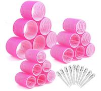 Lot de 28 bigoudis auto-adhésifs sans chaleur, grandes et petites boucles, avec 10 clips pour cheveux longs, moyens et petits