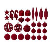 Lot de 28 boules de Noël en velours incassables pour intérieur et extérieur, idéales pour la maison, bordeaux