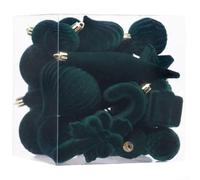 Lot de 28 boules de Noël floquées avec boucles de suspension pour décoration de vacances dans les maisons, les hôtels et les lieux d'événement (vert foncé)