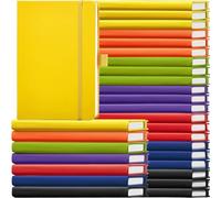 Lot de 28 carnets lignés en vrac A5 à couverture rigide en cuir synthétique ligné avec porte-stylo pour l'école, le travail, les voyages (couleur mélangée)