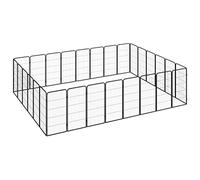 Lot de 28 clapiers pour grands chiens, chiots, noir, 50 x 100 cm, acier revêtu par pulvérisation robuste, chenil d'extérieur sûr pour le jardin