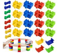Lot de 28 Connecteurs pour Circuit Train en Bois - Accessoires Compatibles BRIO, IKEA LILLABO & Janod, Extensions et Adaptateurs de Rails pour Enfants dès 3 Ans