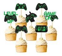 Lot de 28 décorations de gâteau de jeu vidéo - Décoration de jeu vidéo - Pour jeux à thème, fêtes d'anniversaire, fête prénatale, fête prénatale