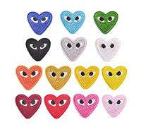 Lot de 28 écussons pour tissu à faire soi-même, motifs en forme de cœur - Multicolores - Pour réparation de vêtements