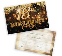 Lot de 28 invitations d'anniversaire pour 18e anniversaire hommes femmes - Confettis dorés - Invitations d'anniversaire pour adultes pour amis famille A6 avec enveloppes pliantes