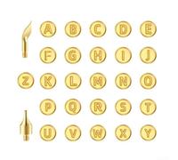 Lot de 28 modèles de lettres de l'alphabet majuscules en cuivre pour pyrogravure, lettres de l'alphabet, feuilles et pois pour loisirs créatifs sur bois, cuir, papier, gourde, 28 ou 56 pièces