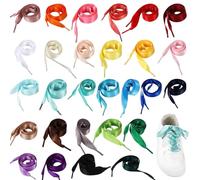 Lot de 28 paires de lacets ruban satinés, 47,2 pouces, lacets plats larges multicolores, cordons de rechange pour sneakers, ballerines, chaussures décontractées, usage créatif et projets DIY