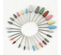 Lot de 28 pointes de polissage rondes avec code couleur | Composé abrasif en silicone de qualité supérieure, design non obstruant, tige de 2,35 mm, s'adapte à la plupart des outils