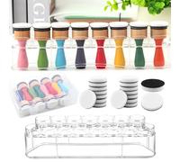 Lot de 28 tampons en mousse pour mélange d'encre avec 1 support de rangement et 1 boîte, 8 outils d'application d'encre ronds et 18 tampons en mousse de rechange pour dessin, mélange, fabrication de