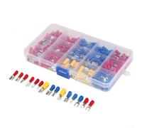 Lot de 280 borniers isolés en caoutchouc pressé à froid avec pelle à sertir en cuivre étamé, pour connecteurs à anneau et fourche, kit assorti pour calibre 22-10 AWG