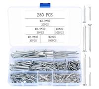 Lot de 280 clous en acier pour images, tête plate, tête ronde, clous en béton, pour accrocher des images, travail du bois, pour cloisons sèches, pin - 5 tailles