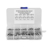 Lot de 280 vis à tête bombée M3 × 4/5/6/8/10/12/16/20/25 - En acier inoxydable - Avec boîtier en plastique