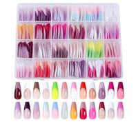 Lot de 288 faux ongles français à coller - French manucure - Avec couverture complète - Pour filles, femmes, amis, famille