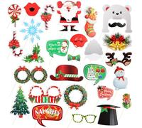 Lot de 29 Accessoires de Boîte Photo de Noël - Décorations Festives pour Noël et Nouvel an - Idéal pour Prendre des Photos Amusantes et Créer des Souvenirs Inoubliables en Famille et Entre Amis