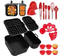 Lot de 29 accessoires pour friteuse à air chaud Philips Dual Basket 3000 Series NA350 6L/3L Airfryer avec moule en silicone Accessoires de moule à air chaud, accessoires de moule à gaufre, kit