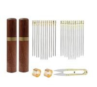 Lot de 29 aiguilles à coudre - 2 tailles - Avec 2 boîtes en bois et 2 dés à coudre et 1 dé à coudre - Aide à l'enfilage des aiguilles à coudre - Parfait pour la broderie, la couture et les projets
