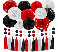 Lot de 29 décorations de remise de diplôme 2022 en papier de souris, éventail, pompons en nid d'abeille, guirlande de fleurs en tissu de soie, fournitures de fête à thème pour remise de diplôme,