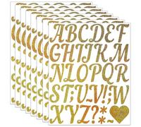 Lot de 296 autocollants en forme de lettres de l'alphabet de 5 cm - En vinyle imperméable - Pour mariage, anniversaire, boîte aux lettres, bricolage, scrapbooking (doré)