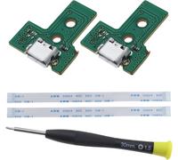 Lot De 2pcs Cartes D'interface Jds-030 Et Câble Ruban 12 Broches Remplacement Compatible Avec Ps4 Pro/Slim Sans Fil Contrôleur L'assemblage Du Port De Charge
