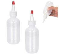 Lot de 2pcs Flacon Vide avec Embout Applicateur, 4 oz Flacon Applicateur Huile Cheveux Transparent, Bouteille de Compression Gradués en Plastique pour Salon de Coiffure, Peinture, l'Artisanat(120ML)