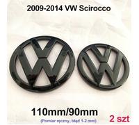 Lot de 2pcs Insigne logo emblème avant 110mm -arrière 90mm Noir brillant pour Volkswagen VW Scirocco 2009-2014