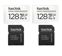 Lot de 2PCS SanDisk High Endurance Carte mémoire flash (adaptateur microSDXC vers SD inclus(e)) - 128 Go Class V30 / UHS-I U3 / Class10 microSDXC UHS-I 100Mo/s en lecture et 40Mo/s en écriture